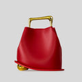 Gold Metallic Irregular Bucket Bag With Ball Base Leather Tote