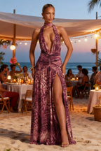Purple Print Maxi Dress