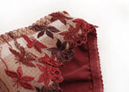 Burgundy Lace Mesh Push Up Bra Set With Embroidery Ultra Thin Sexy Lingerie For Women