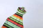 Stripe Patchwork Bodycon Mini Dress Halter Backless Off Shoulder