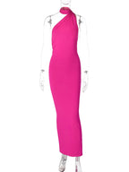 One Shoulder Backless Ruched Dress