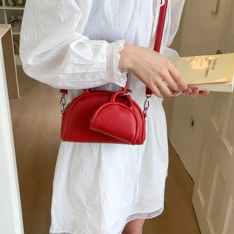 Mini PU Leather Crossbody Bag Set For Women With Short Handle Purses