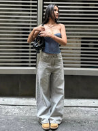 See Through Patchwork Strapless Top With Fishbone Detail Backless Fashion
