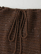Knit Beach Set With Wrap Backless Top And Mini Skirt
