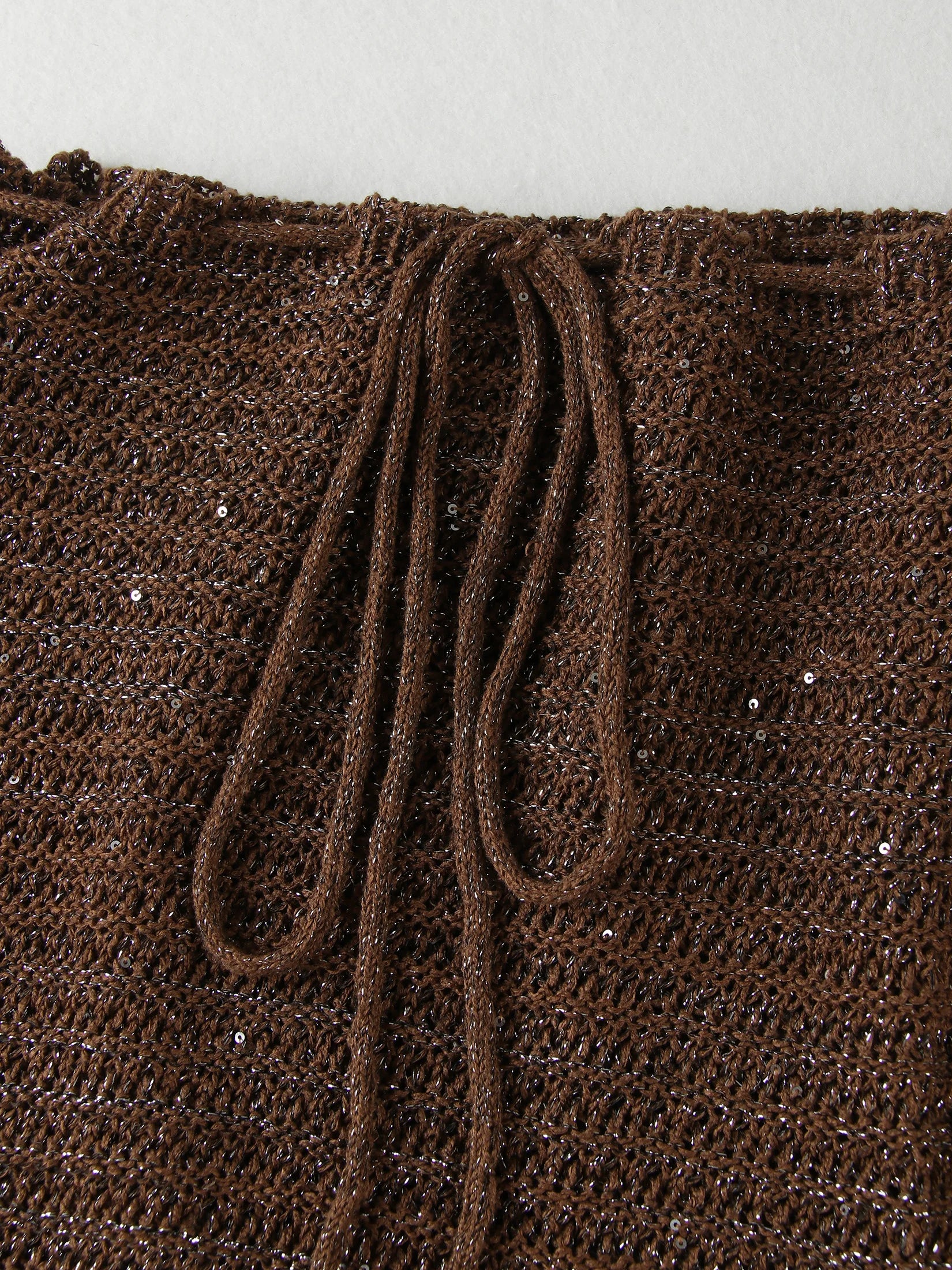 Knit Beach Set With Wrap Backless Top And Mini Skirt