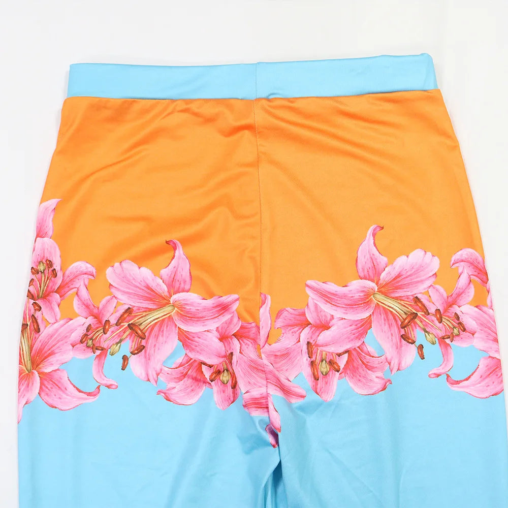 Floral Off Shoulder Crop Top And High Waist Capri Set For Summer Streetwear Vibe