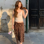 Polka Dot Mini Skirt With High Waist And Asymmetric Folded Hem Style