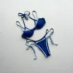 Patchwork Push Up Micro Bikinis Set Ttwo Piece Halter Tie Thong