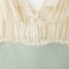 Patchwork Top For Women Casual Versatile With Elegant Vibe And Texture