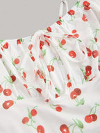 Cherry Print Vintage Summer Dress With A-Line Swing Sundress