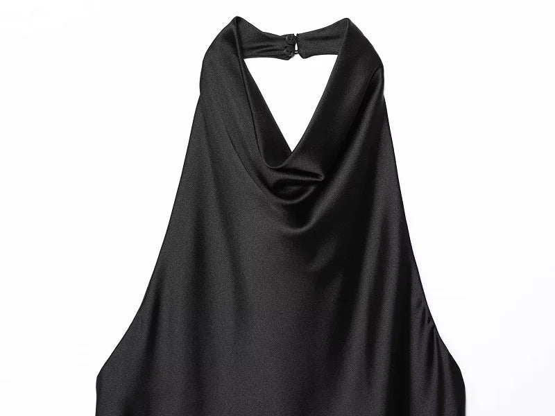 Elegant Satin Backless Halter Top For Women Off Shoulder