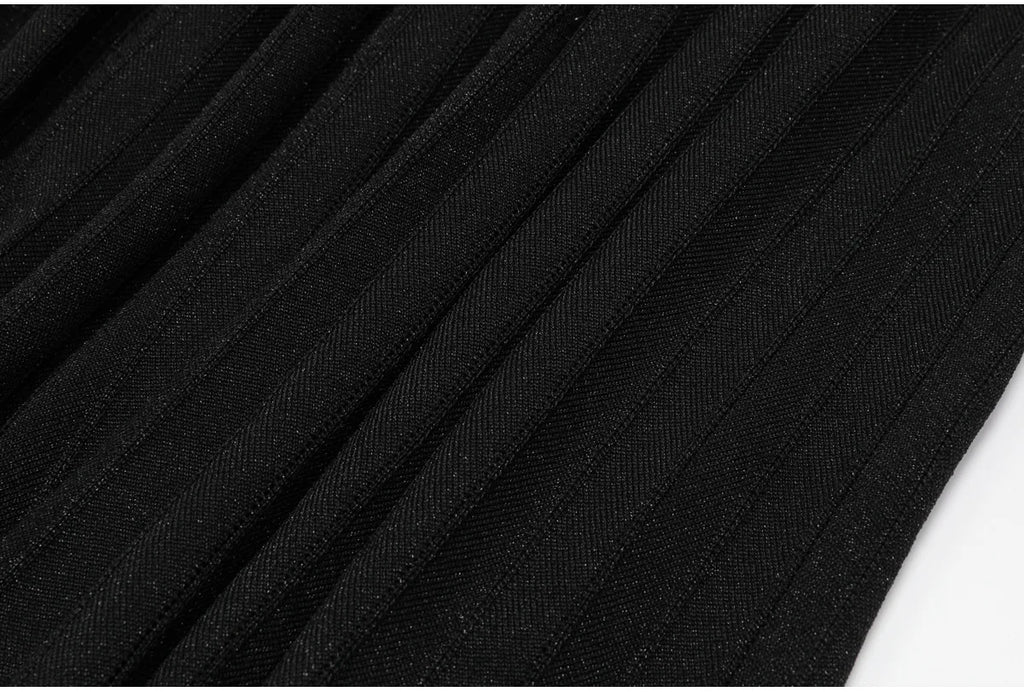 Knit Maxi Dress With Short Sleeve Hollow Detailing And Pleated Skirt