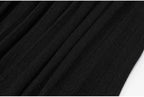 Knit Maxi Dress With Short Sleeve Hollow Detailing And Pleated Skirt