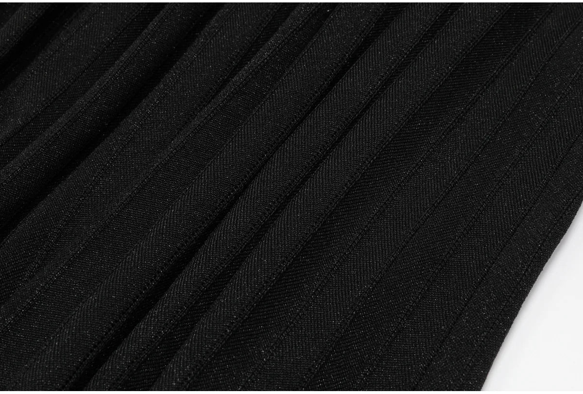 Knit Maxi Dress With Short Sleeve Hollow Detailing And Pleated Skirt
