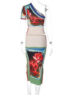 Summer Two Piece Set With Crop Top And Midi Skirt Vacation Outfit Style