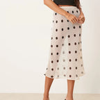 Polka Dot Sheer Midi Skirt With Mesh Details Flowy Maxi