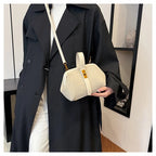Luxe Faux Suede Frame Shoulder Bag With PU Accent Elegant Crossbody