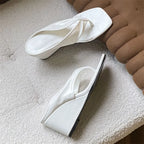 Square Toe Sandals With Wedges And Heels Elevated Flip Flop Style