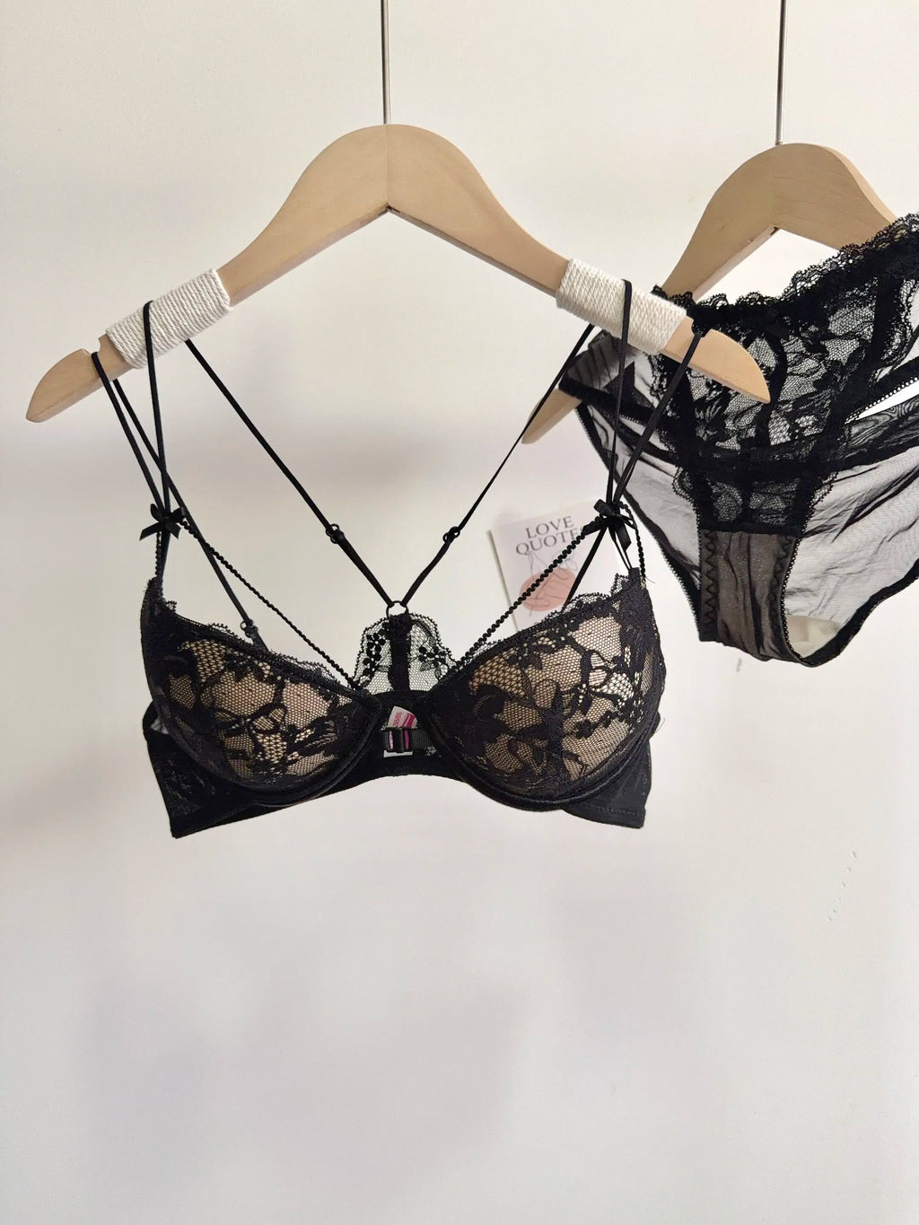 Lace Front Closure Lingerie Set For Women Wirefree Push Up Bra Delicate Straps Lightweight Comfort