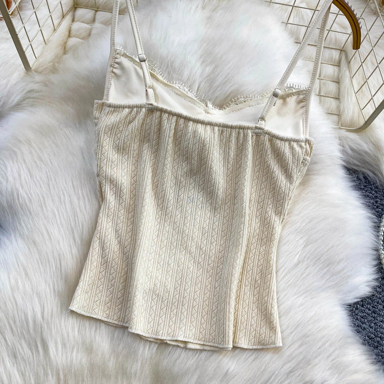 Sexy Basic Knit Lace Crop Top