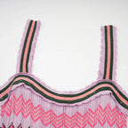 Boho Knitted Zigzag Maxi Dress For Women Sleeveless High Elasticity Long Festival Style