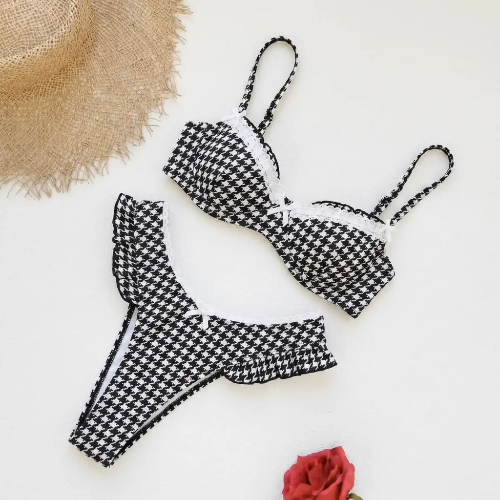Patchwork Push Up Bikini Set Three Piece Beachwear