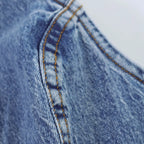 Casual Denim Mini Dress For Women Sleeveless Round Collar Single Breasted Slim Fit