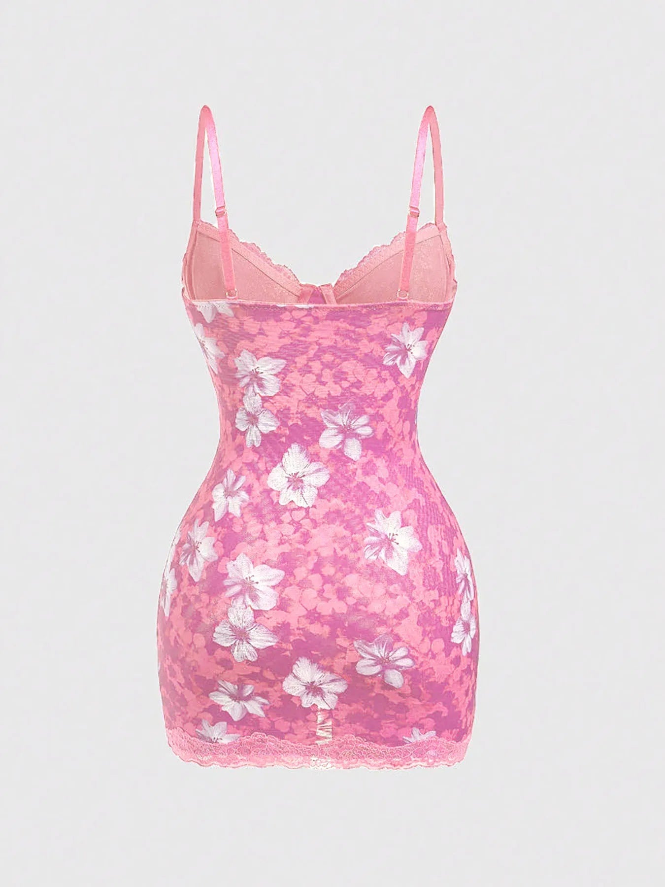 Lace Mini Dress With Spaghetti Straps High Waist Backless Retro Print