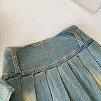 Denim Set With Sleeveless Cami Top And Mini Skirt Slim Fit Zipper