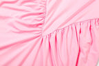 Peach Backless Maxi Dress With Waistless Silhouette And Ruched Elegance