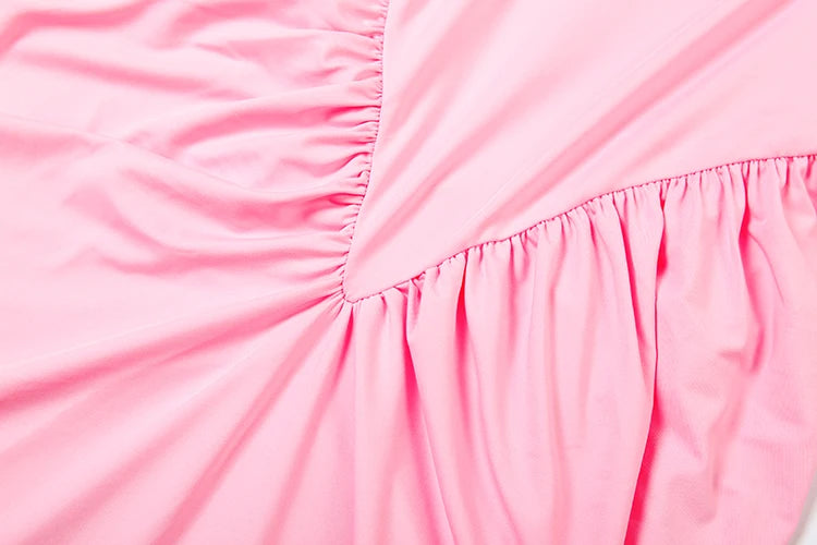 Peach Backless Maxi Dress With Waistless Silhouette And Ruched Elegance