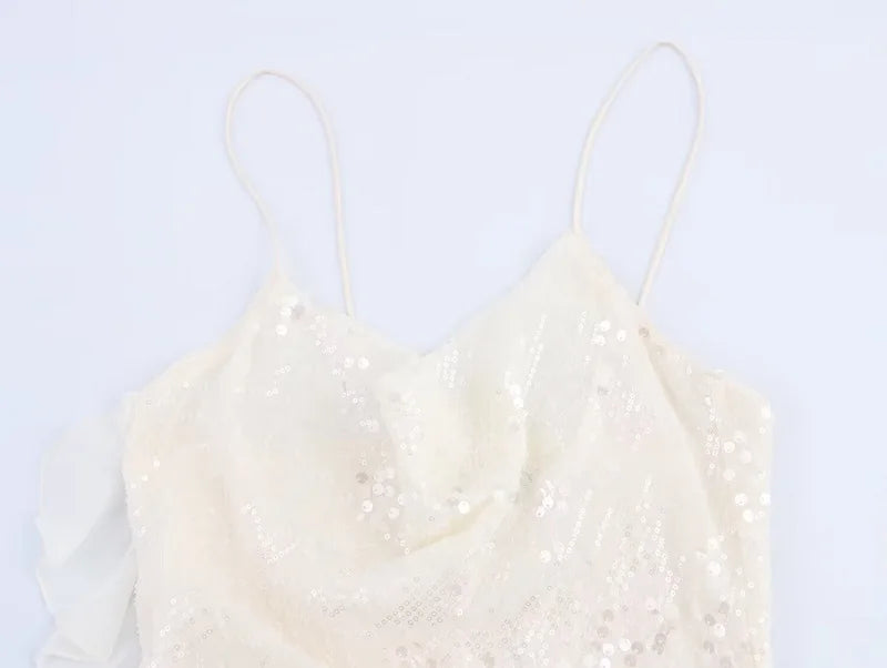 Sequin Backless Mini Slip Dress