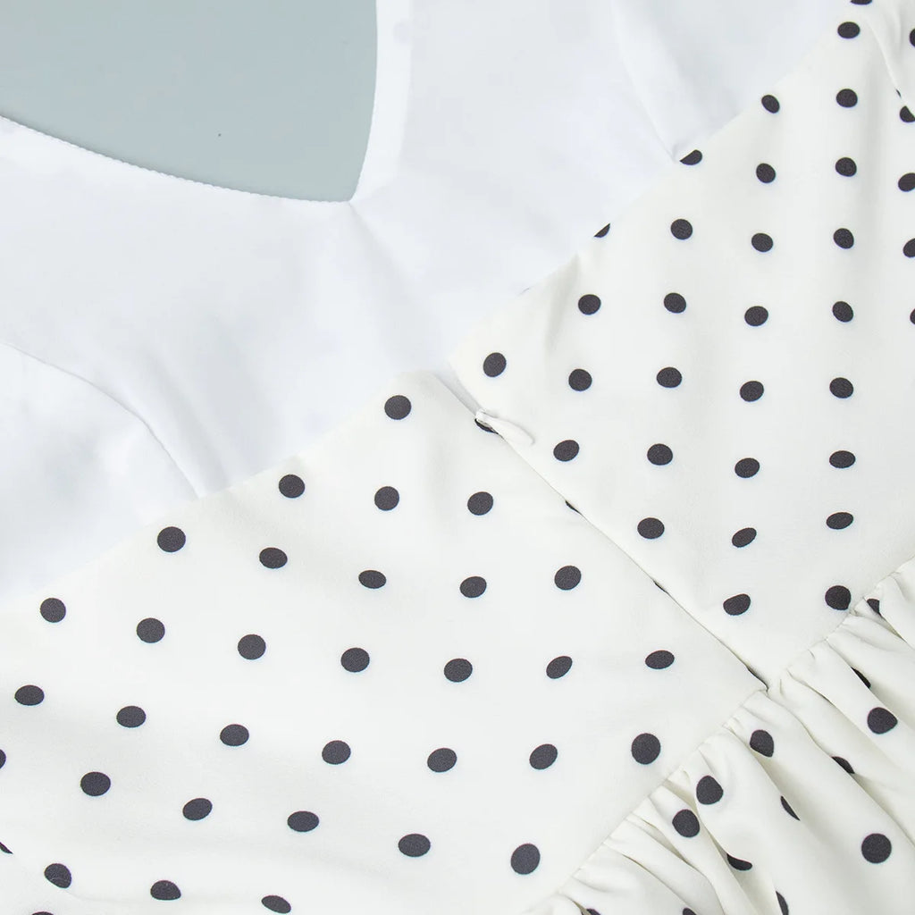 Dot Print Halter Top Set With Wide Leg Pants