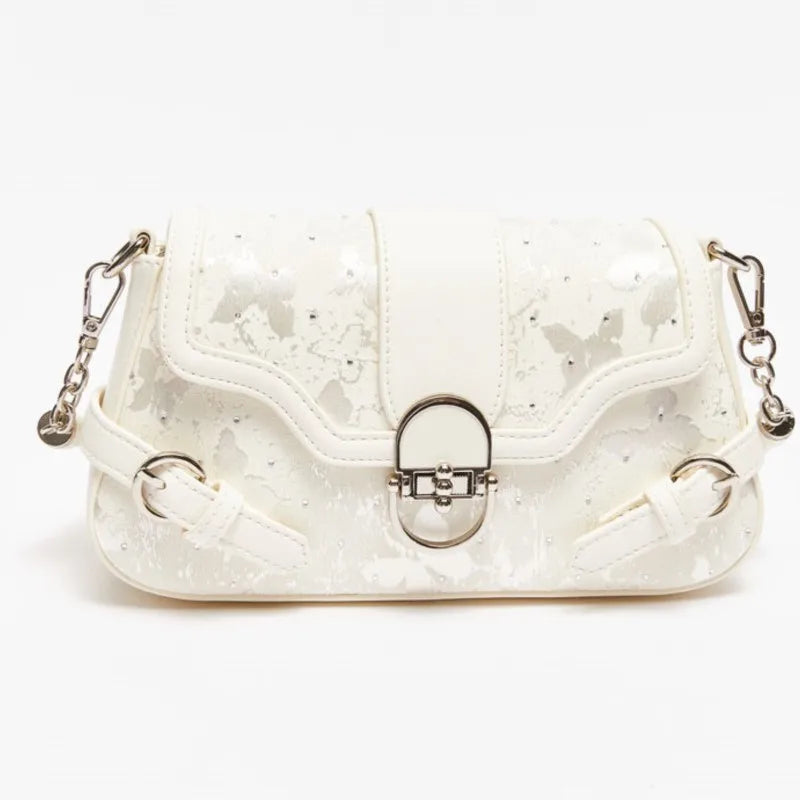 Whimsical Fairycore White Shoulder Bag With Butterfly Print Dreamy Harajuku Style Purse