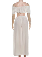 Elegant Puff Sleeve Top & Long Skirt Set