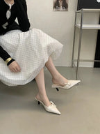 Elegant Bow Pointed Toe Mules With Thin Slip-on Heels