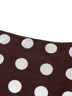 Polka Dot Satin Mesh Midi Skirt With High Waist A Line