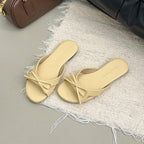Butterfly Knot Open Toe Slides For Women Non Slip Flats