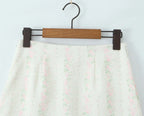 Vintage Sweet Floral Print Mini Dress Set Strapless Crop Top Bodycon Skirts Outfit