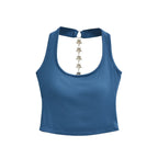 Midnight Y2K Backless Chain Cutout Strapless Tank Top