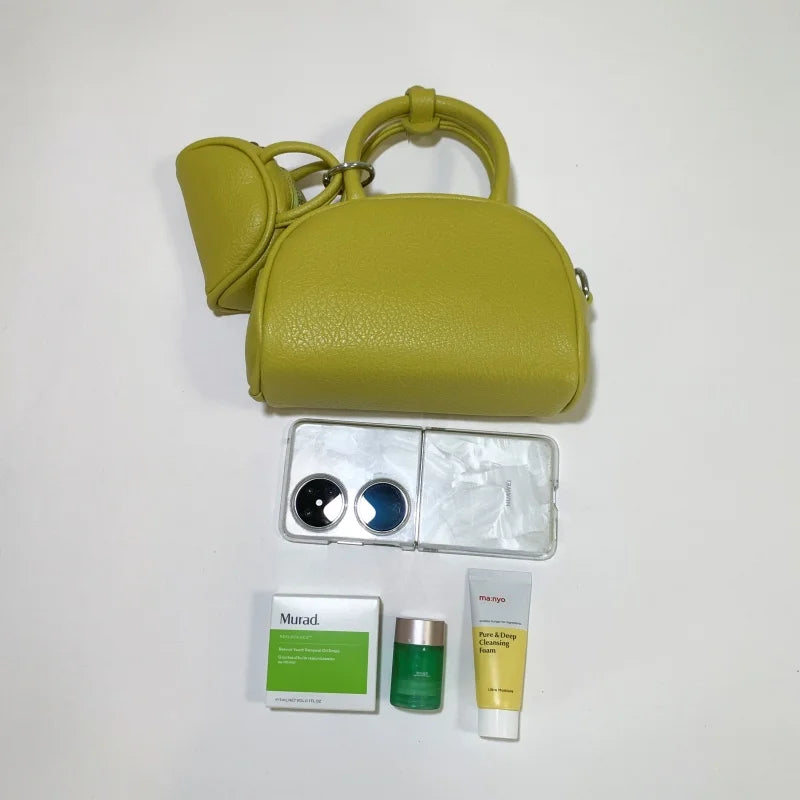 Mini PU Leather Crossbody Bag Set For Women With Short Handle Purses