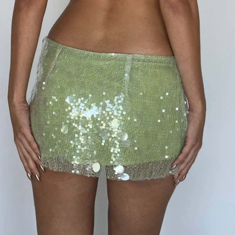 Sequin Wrap Mini Skirt With High Waist