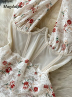 Floral Halter With Mesh Bodysuit