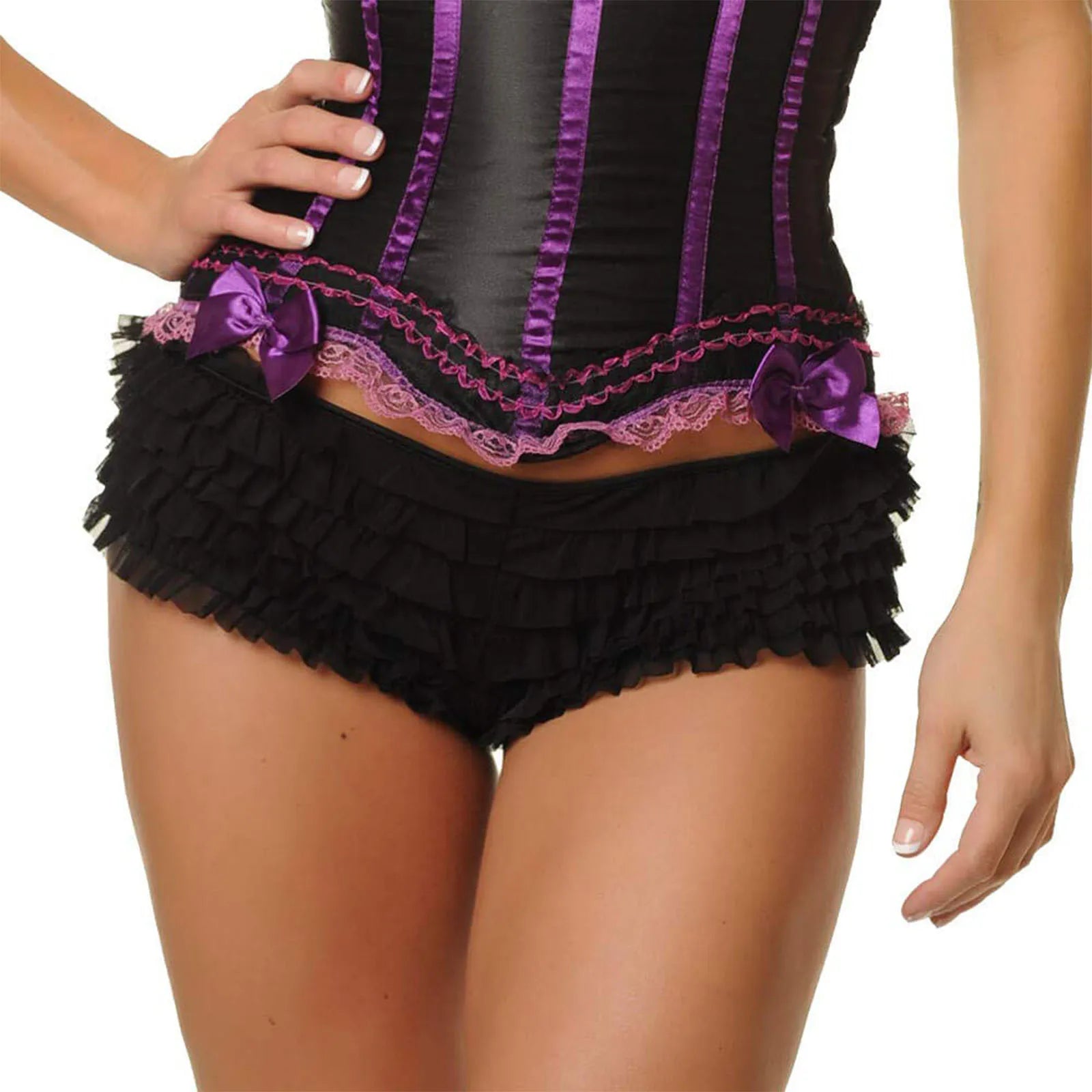 Breathable Solid Color Ruffles Boxer Briefs With Bow
