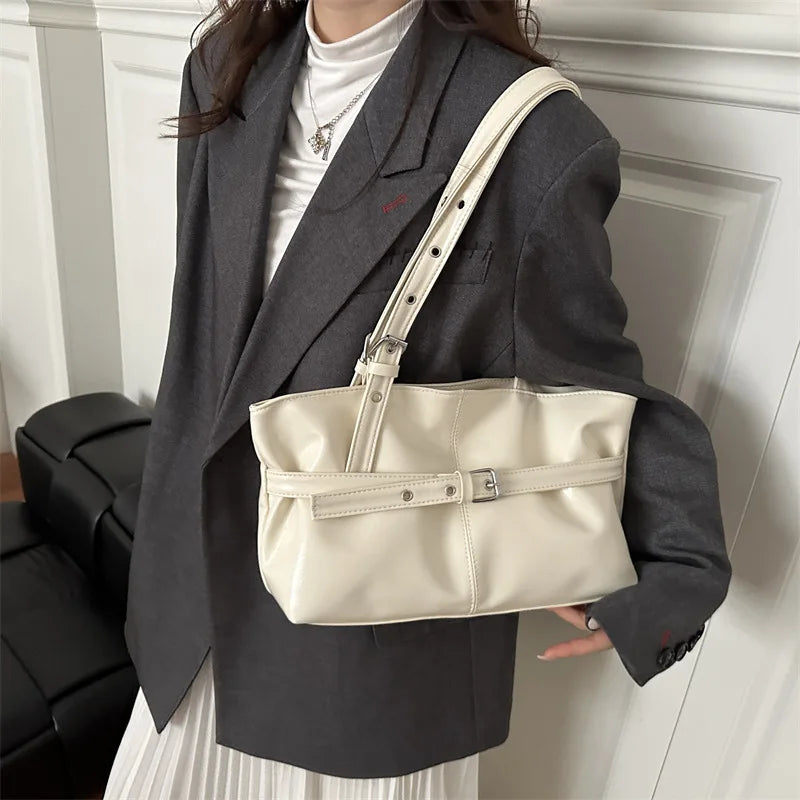 Vintage Inspired Minimalist Tote Bag With Top Handle Large Capacity