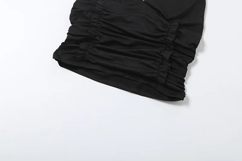 V Neck Halter Crop Top Two Piece Set With Sleek Fitted Pants
