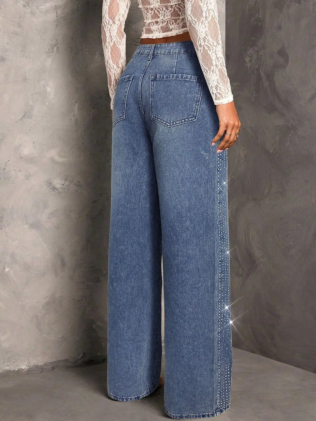 Vintage Denim Wide Leg Pants For Women
