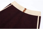 Diamond Buckle Knit Top With Elastic Fit Long Sleeve Pullover Round Neck For Women