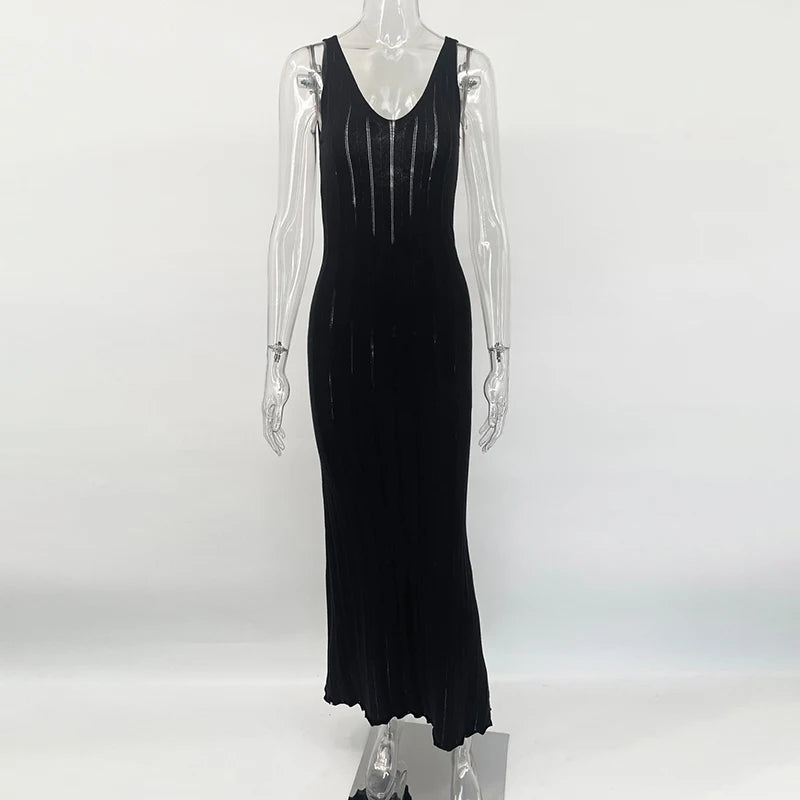 Backless Sleeveless Knit Maxi Bodycon Dress