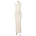 One Shoulder Backless Ruched Slim Long Dress